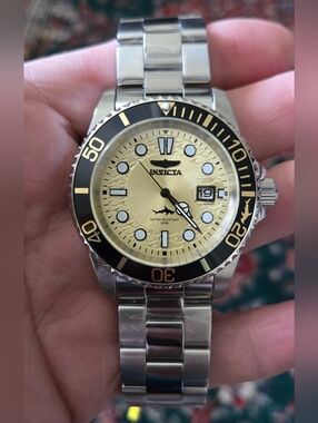 Invicta Pro Diver #50823 42mm Silvertone with Gold Dial Stainless Steel Watch